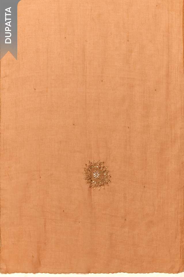 Red Pure Silk Cotton Gotta Patti Embroidered Unstitched Suit Set thumbnail image number null