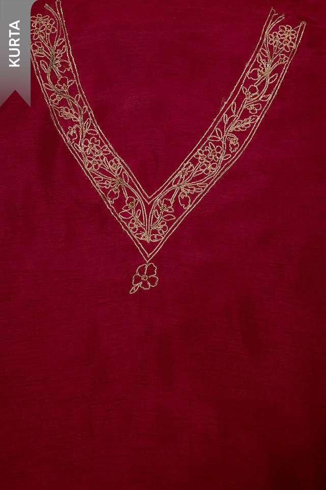 Dark Pink Pure Viscose Embroidered Unstitched Suit Set thumbnail image number null