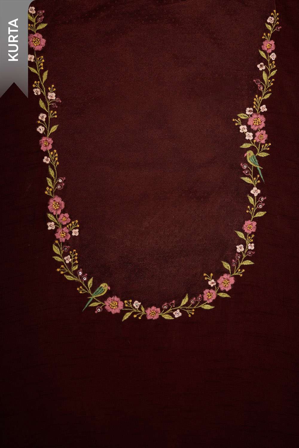 Brown Pure Viscose Embroidered Unstitched Suit Set image number null