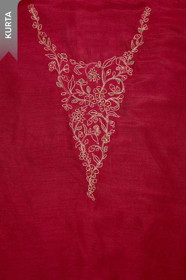 Dark Pink Pure Viscose Embroidered Unstitched Suit Set thumbnail image number null