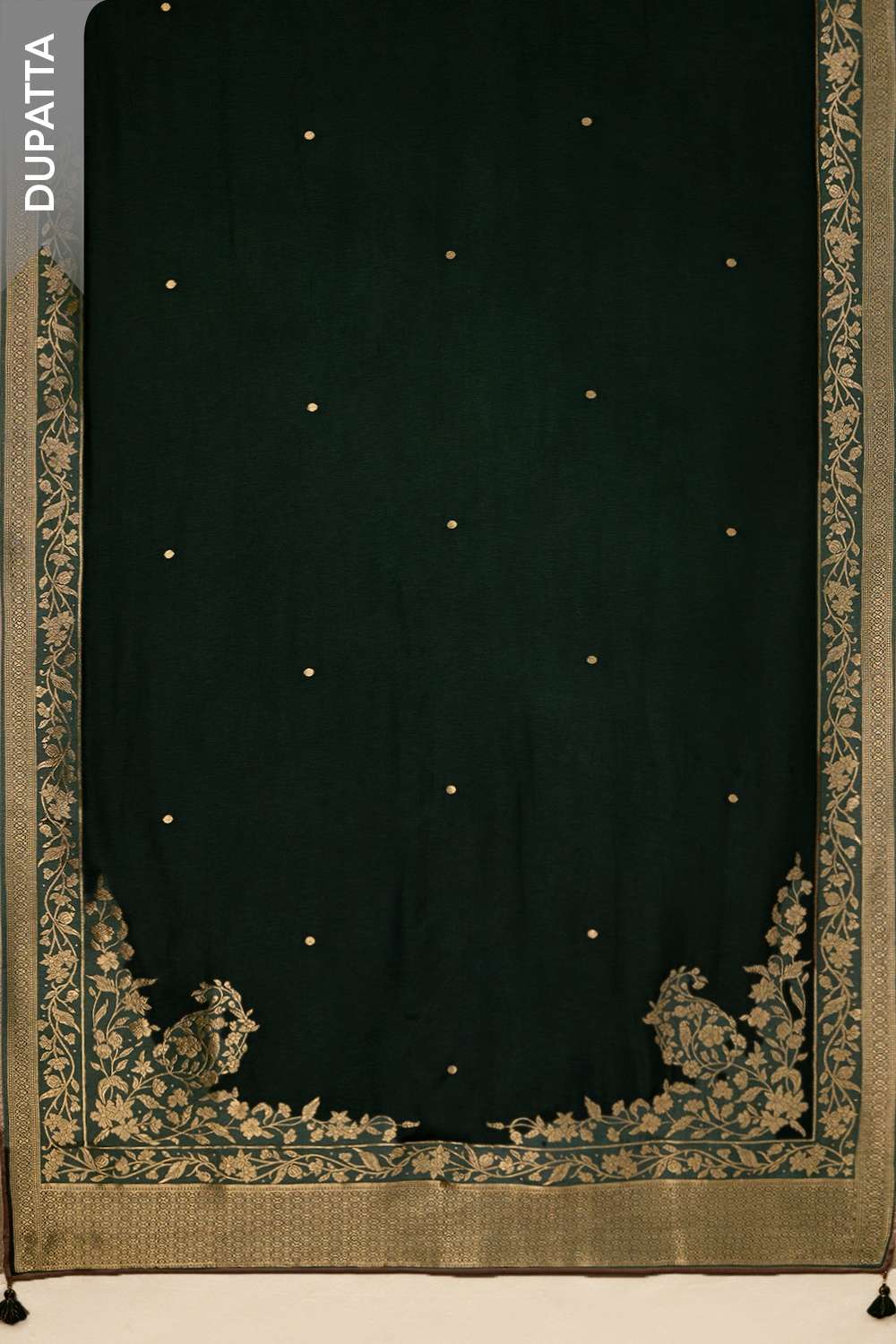 Dark Green Pure Viscose Embroidered Unstitched Suit Set image number null