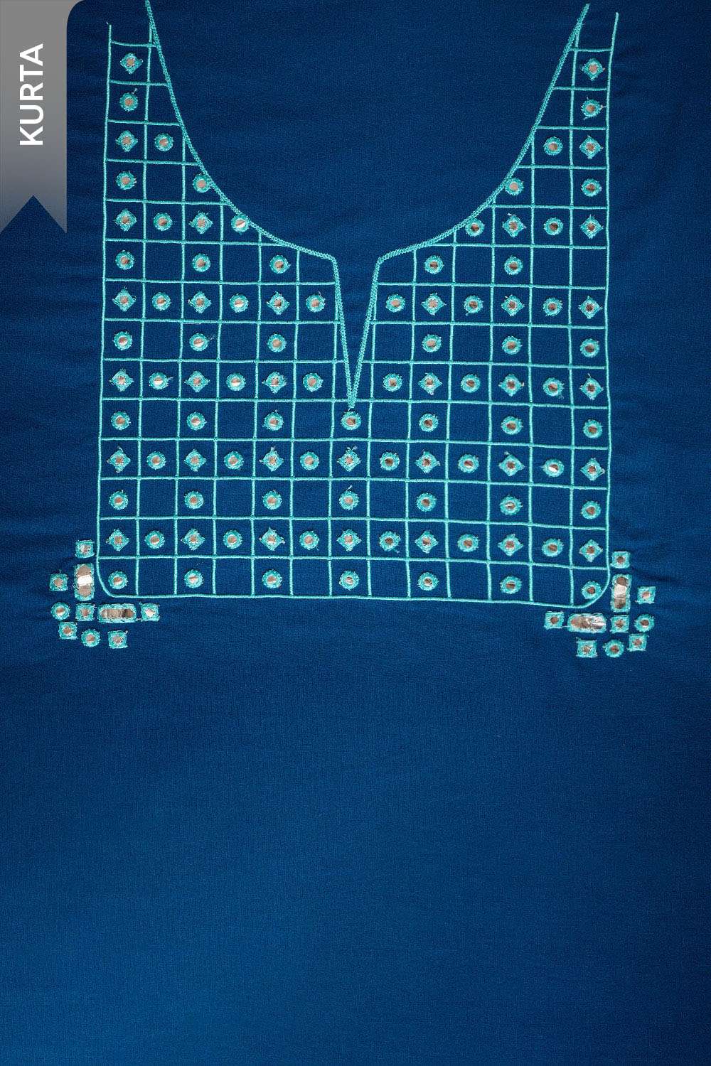Dark Blue Pure Cotton Embroidered Unstitched Suit Set image number null