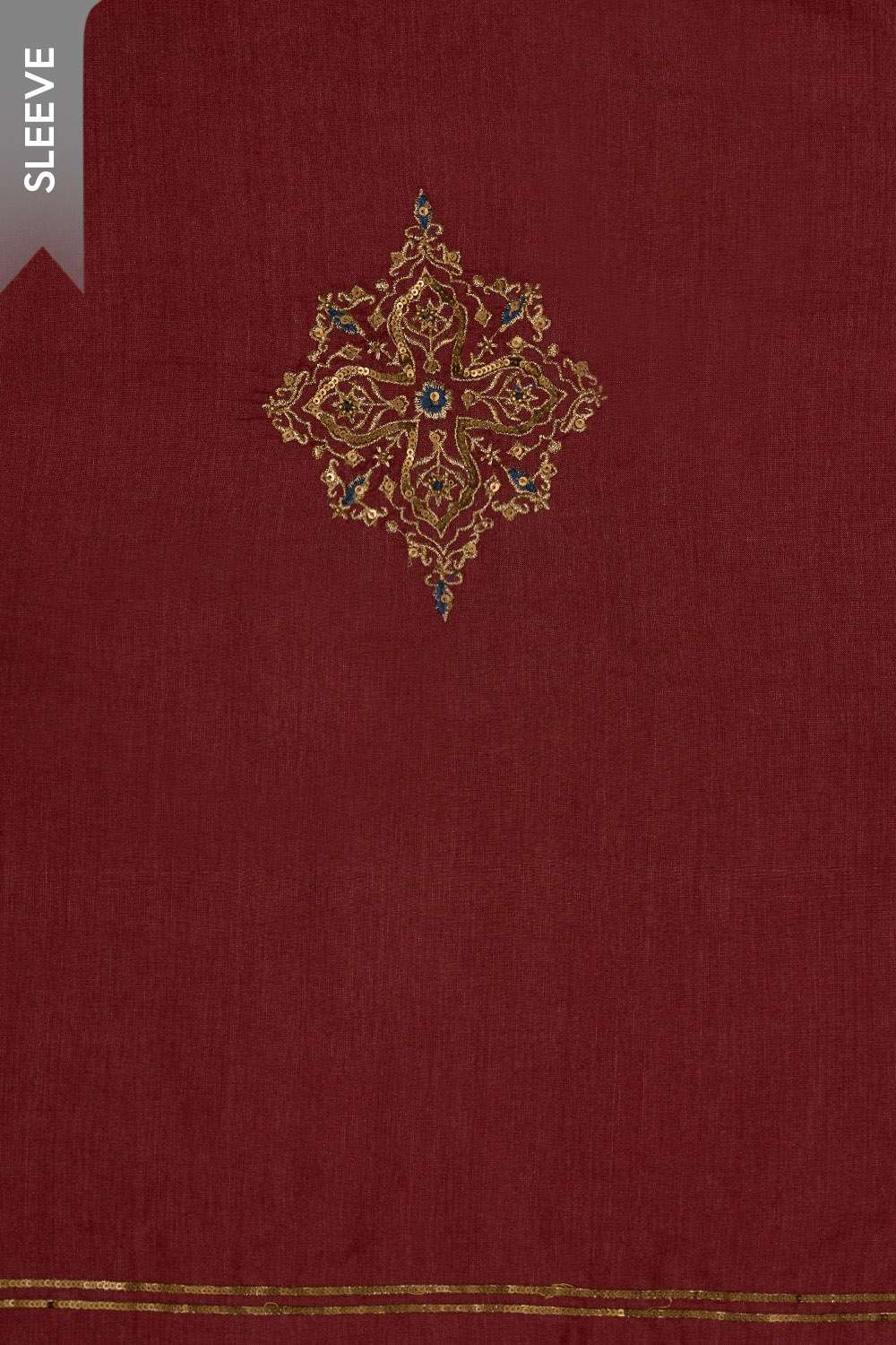 Dark Red Pure Tussar Viscose Ajarakh Unstitched Suit Set image number null