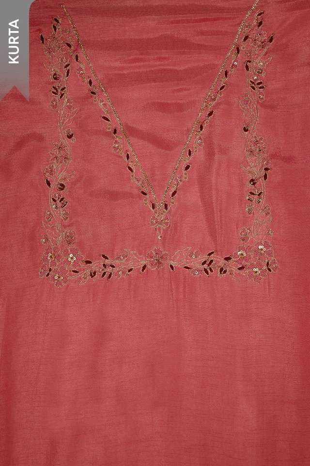 Pink Pure Viscose Embroidered Unstitched Suit Set thumbnail image number null