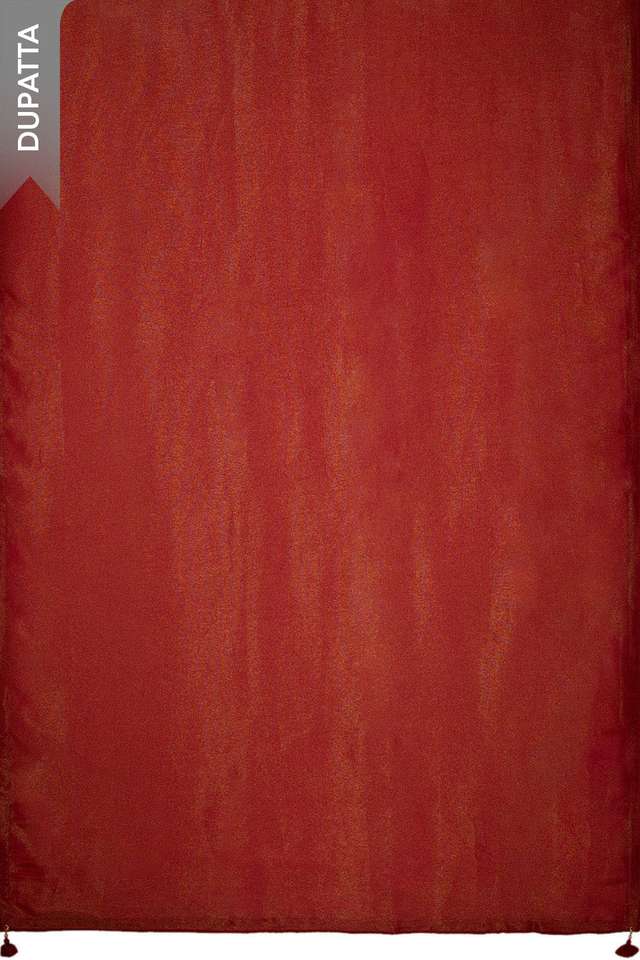 Red Viscose Tissue Gota Patti Emroidered Unstitched Suit Set thumbnail image number null
