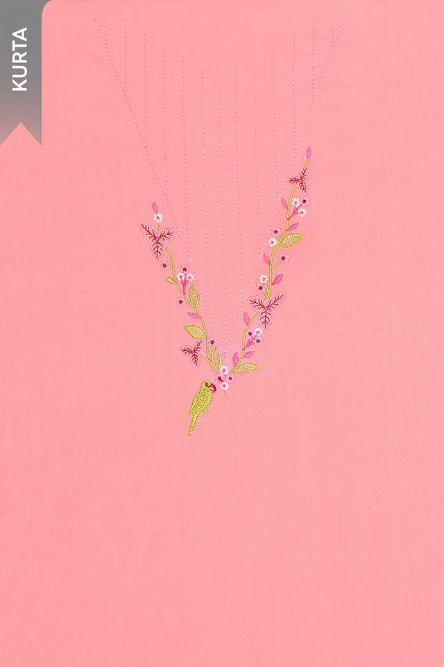 Light Pink Pure Cotton Embroidered Unstitched Suit Set thumbnail image number null