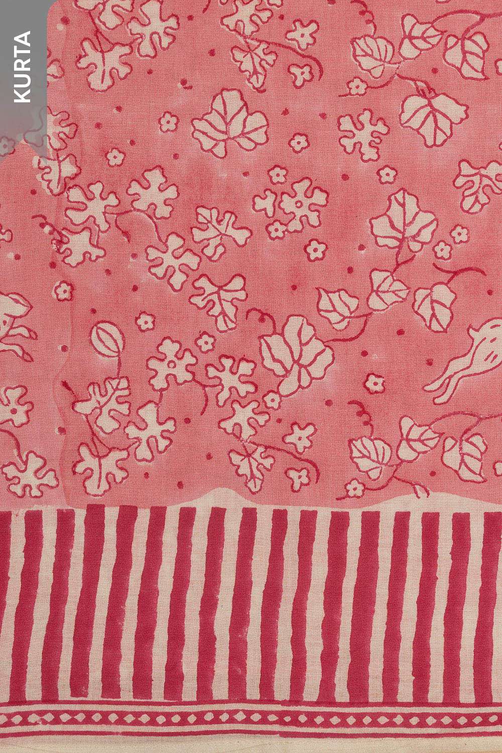 Pink Bagru Block Printed Pure Cotton Unstitched Suit Set image number null