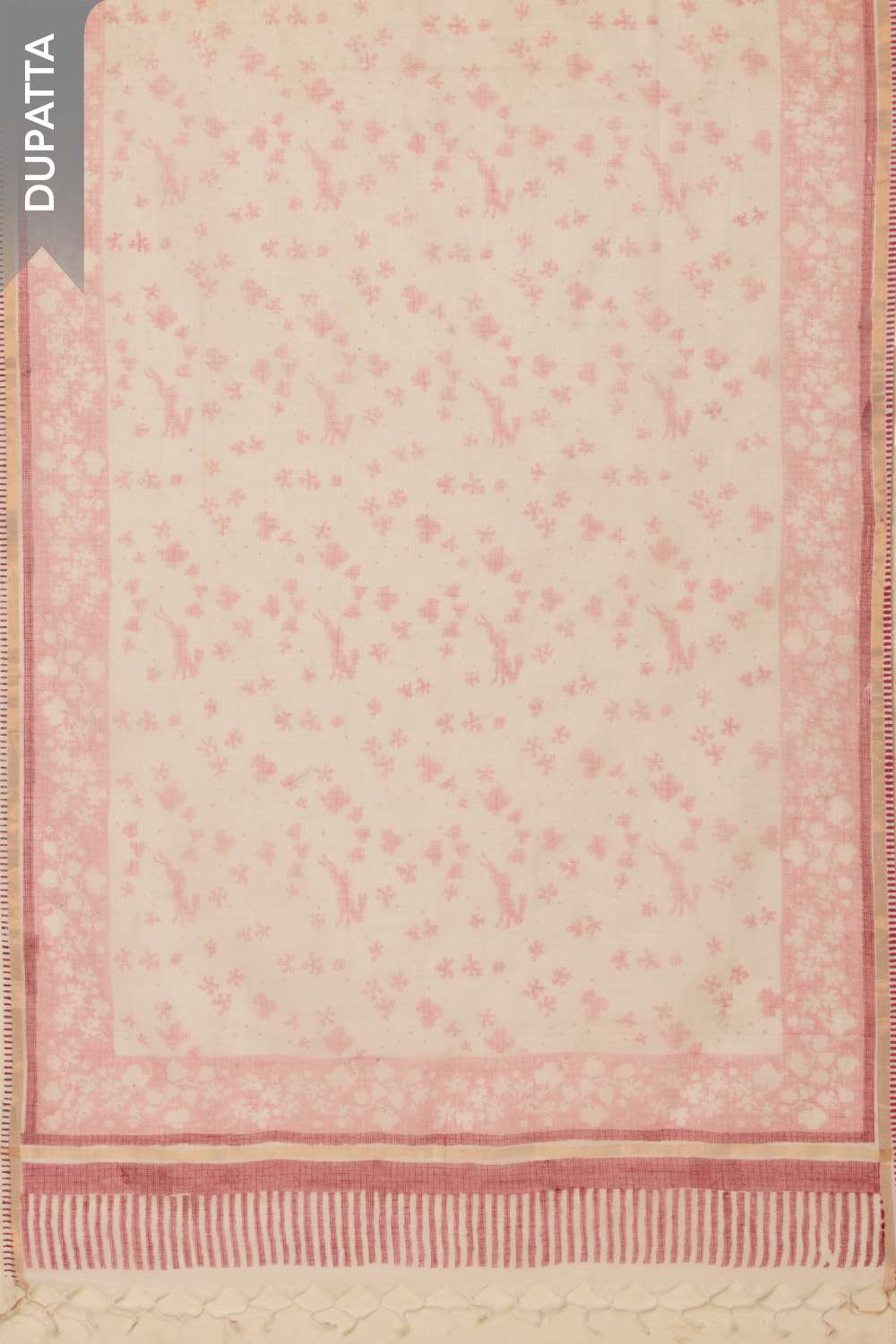 Pink Bagru Block Printed Pure Cotton Unstitched Suit Set image number null