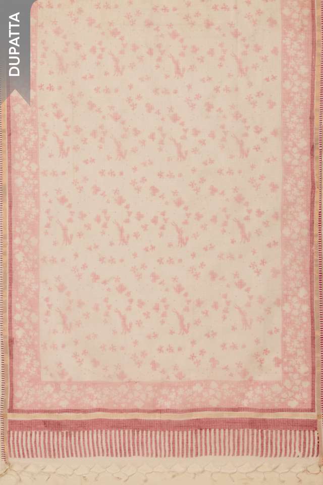 Pink Bagru Block Printed Pure Cotton Unstitched Suit Set thumbnail image number null