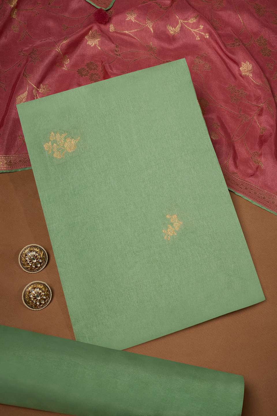 Green Pure Viscose Woven Unstitched Suit Set