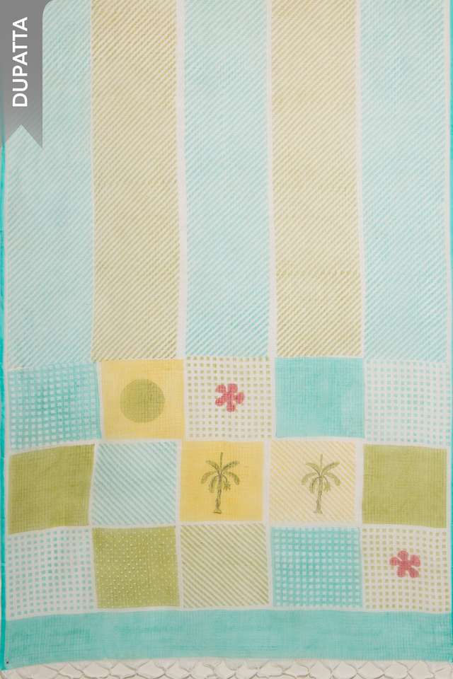 Light Blue Pure Cotton Embroidered Unstitched Suit Set thumbnail image number null
