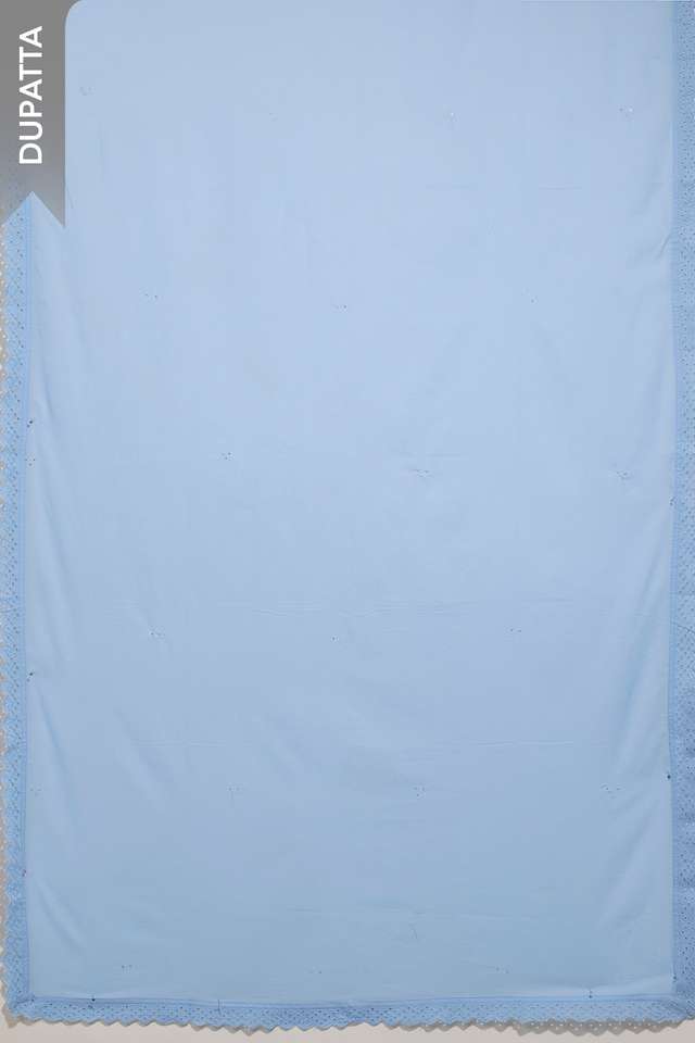 Light Blue Pure Cotton Embroidered Unstitched Suit Set thumbnail image number null