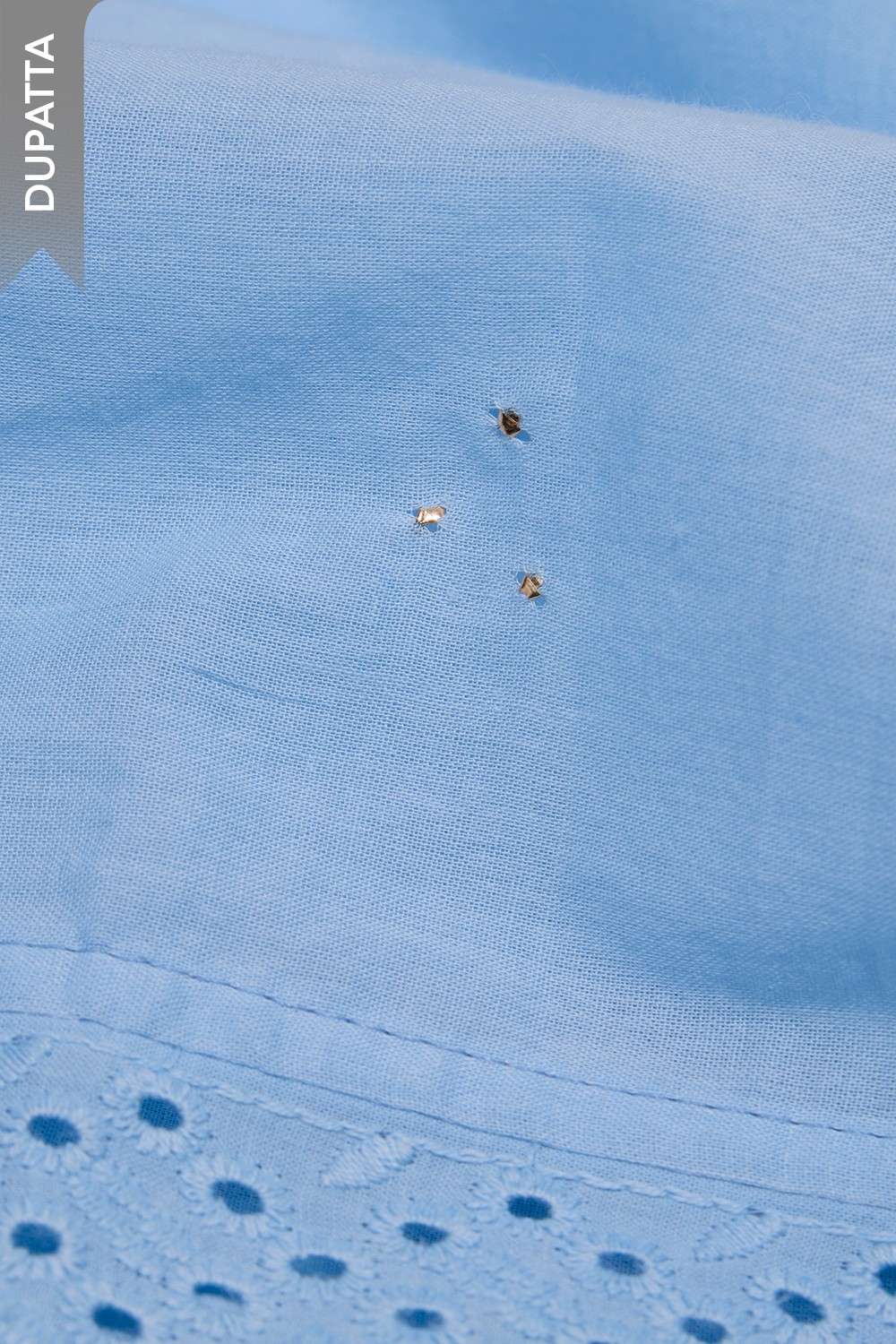 Light Blue Pure Cotton Embroidered Unstitched Suit Set image number null