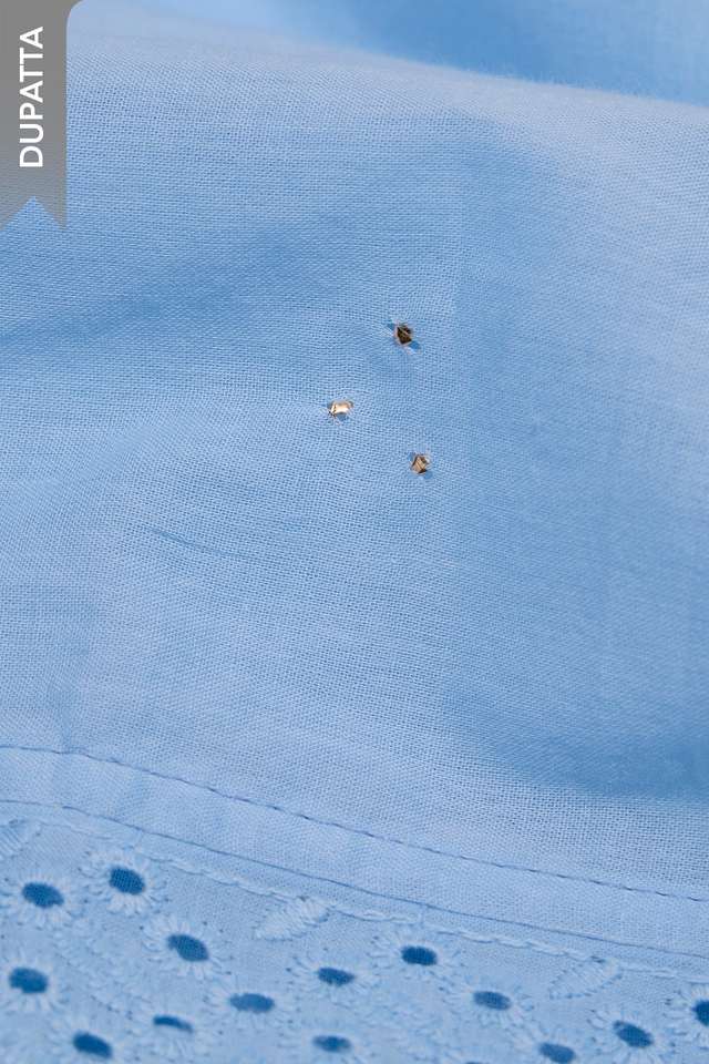Light Blue Pure Cotton Embroidered Unstitched Suit Set thumbnail image number null