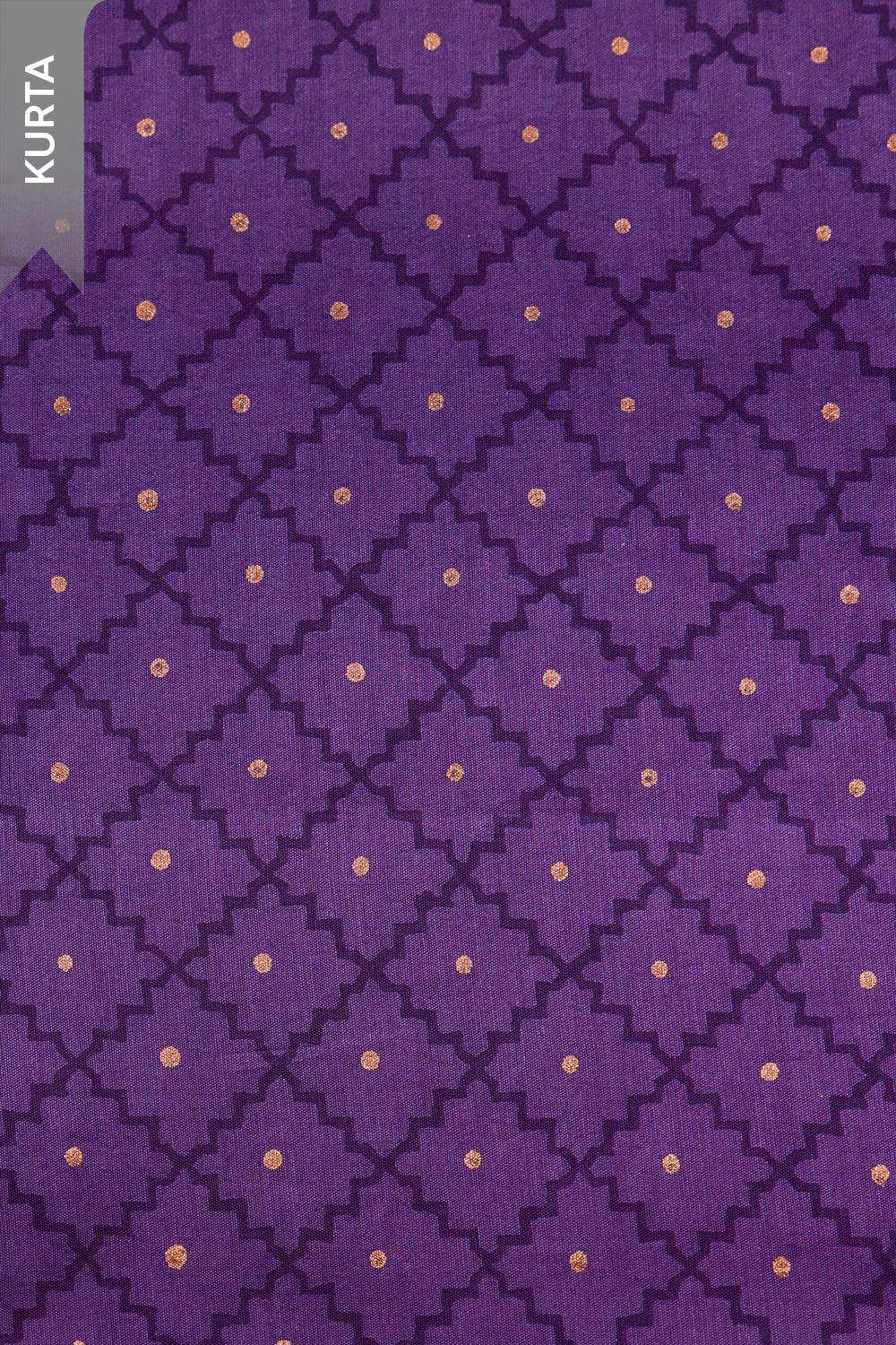 Dark Violet Pure Silk Cotton Block Printed Unstitched Suit Set image number null