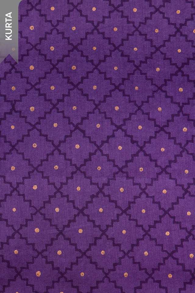 Dark Violet Pure Silk Cotton Block Printed Unstitched Suit Set thumbnail image number null
