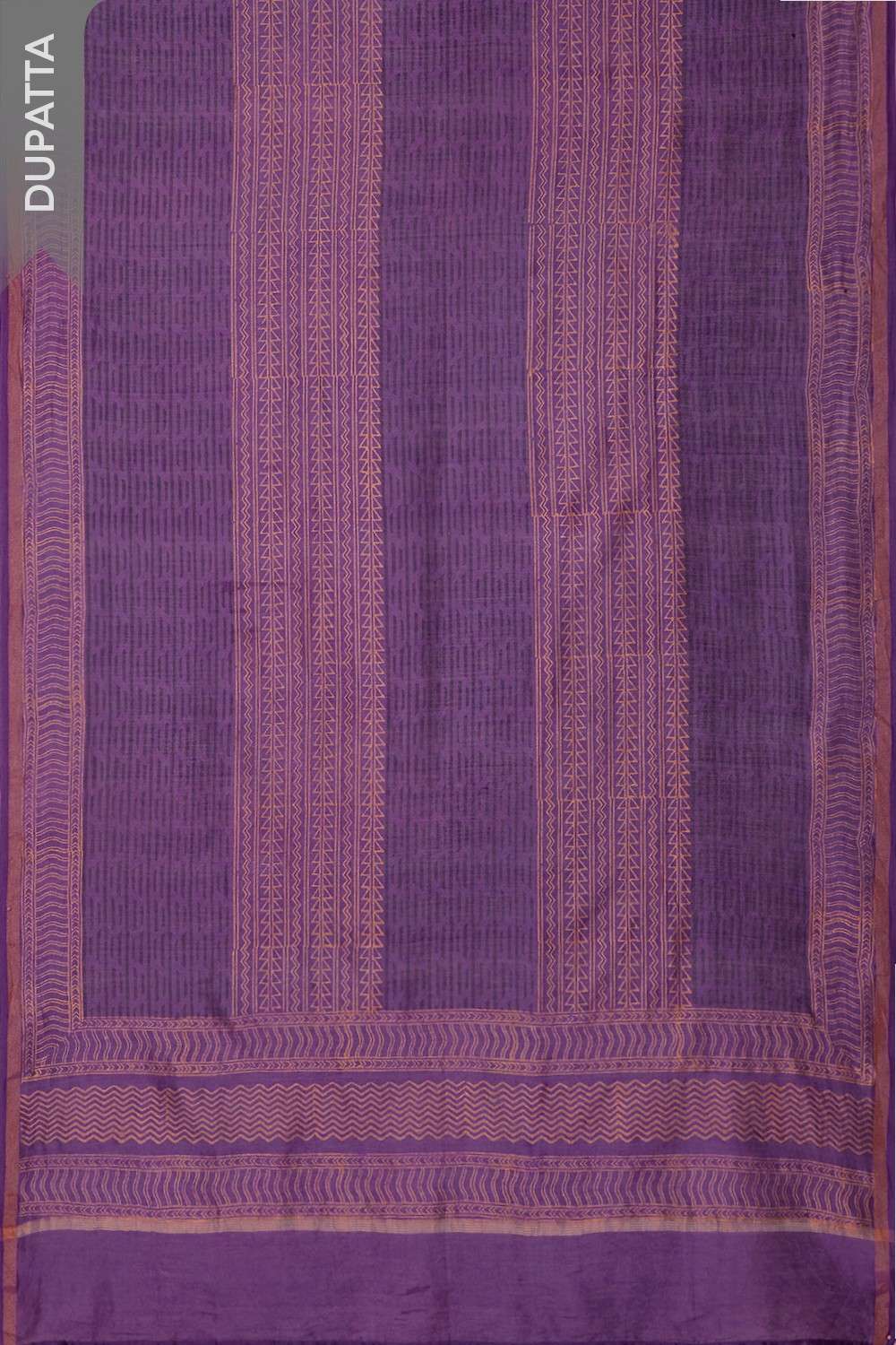 Dark Violet Pure Silk Cotton Block Printed Unstitched Suit Set image number null