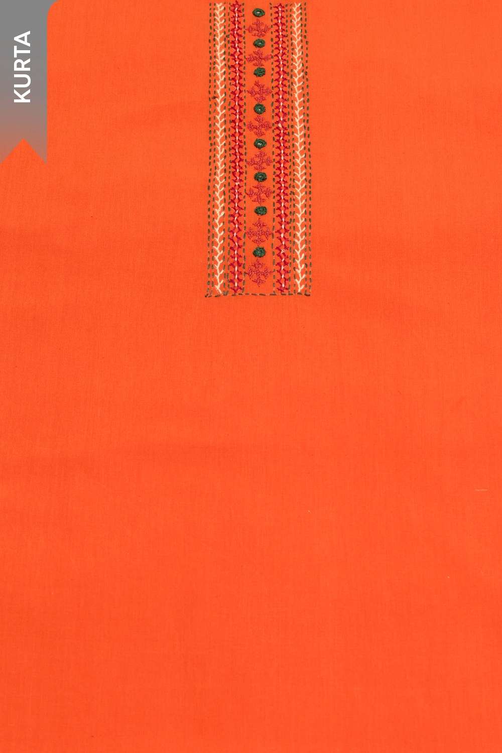 Orange Pure Cotton Embroidered Unstitched Suit Set image number null