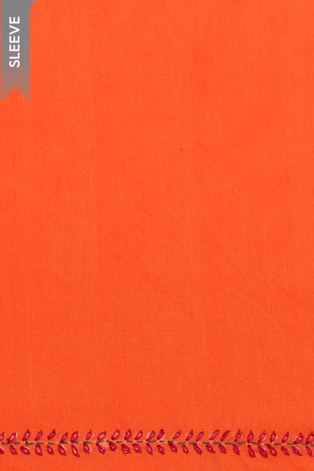Orange Pure Cotton Embroidered Unstitched Suit Set thumbnail image number null