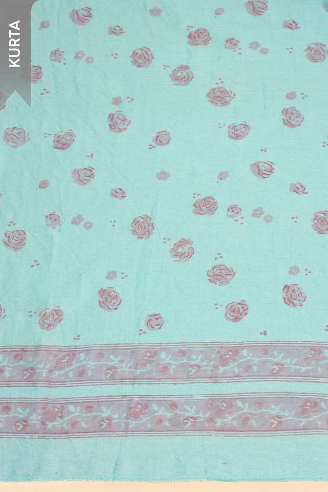 Light Blue Printed Sanganeri Pure Silk Cotton Unstitched Suit Set thumbnail image number null