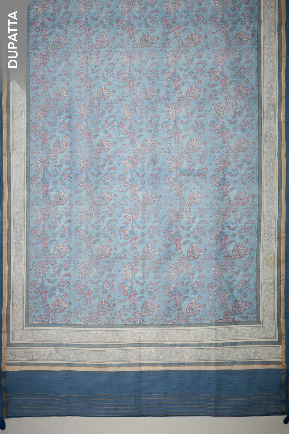 Dark Blue Embroidered Pure Silk Cotton Unstitched Suit Set image number null