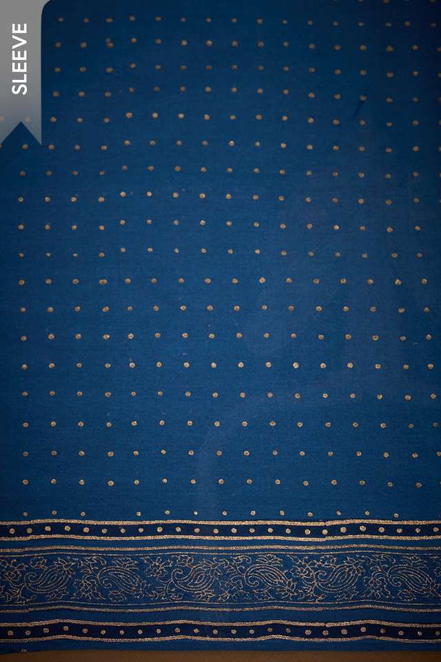 Dark Blue Embroidered Pure Silk Cotton Unstitched Suit Set thumbnail image number null