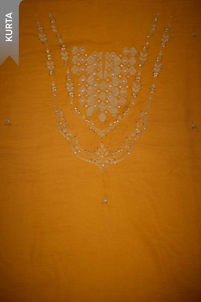 Orange Embroidered Viscose Unstitched Suit Set thumbnail image number null