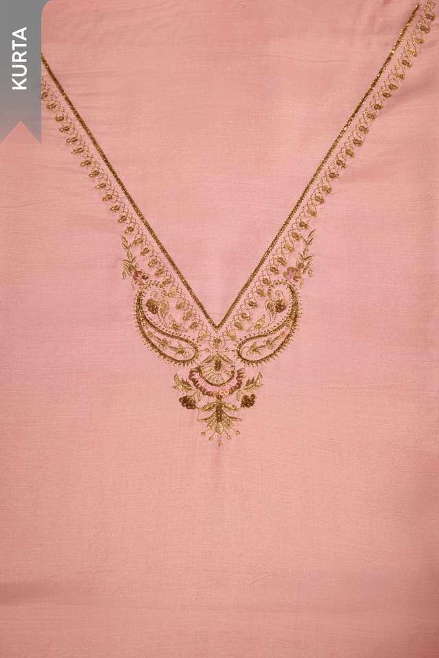 Light Pink Viscose Embroidered Unstitched Suit Set thumbnail image number null