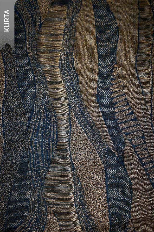 Dark Blue Brocade Viscose Unstitched Suit Set thumbnail image number null