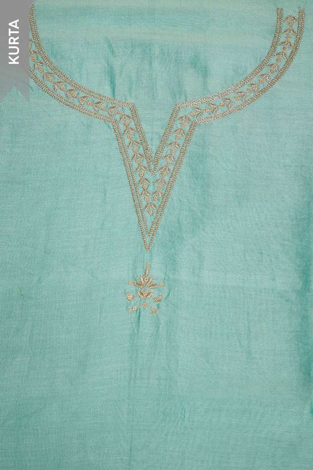 Light Blue Pure Silk Cotton Embroidered Unstitched Suit Set thumbnail image number null