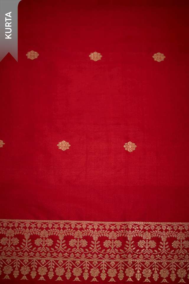 Red Woven Pure Silk Unstitched Suit Set thumbnail image number null