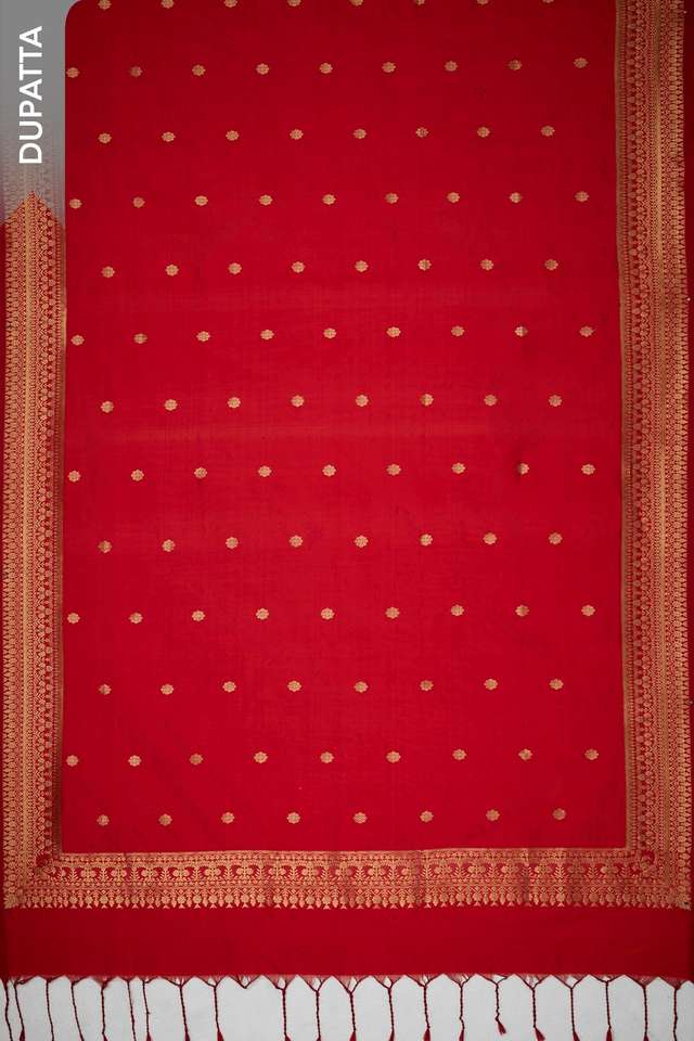 Red Woven Pure Silk Unstitched Suit Set thumbnail image number null