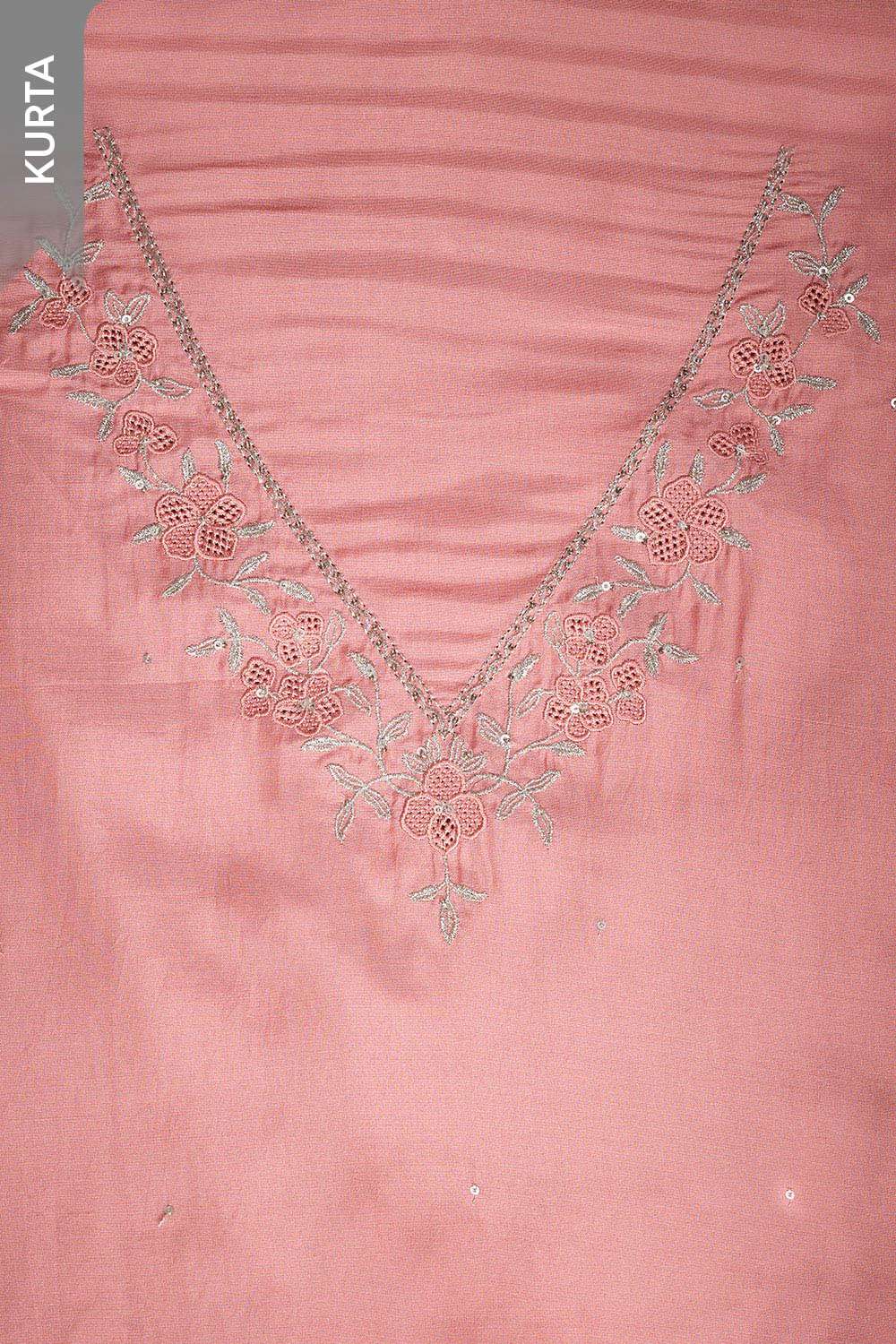 Pink Pure Viscose Embroidered Unstitched Suit Set image number null