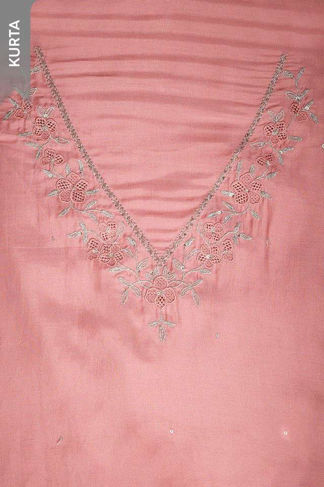 Pink Pure Viscose Embroidered Unstitched Suit Set thumbnail image number null