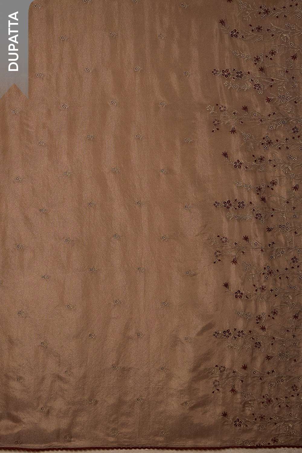 Brown Viscose Tissue Embroidered Unstitched Suit Set image number null