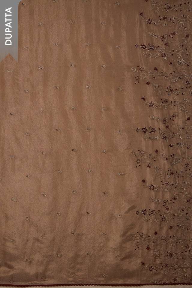 Brown Viscose Tissue Embroidered Unstitched Suit Set thumbnail image number null