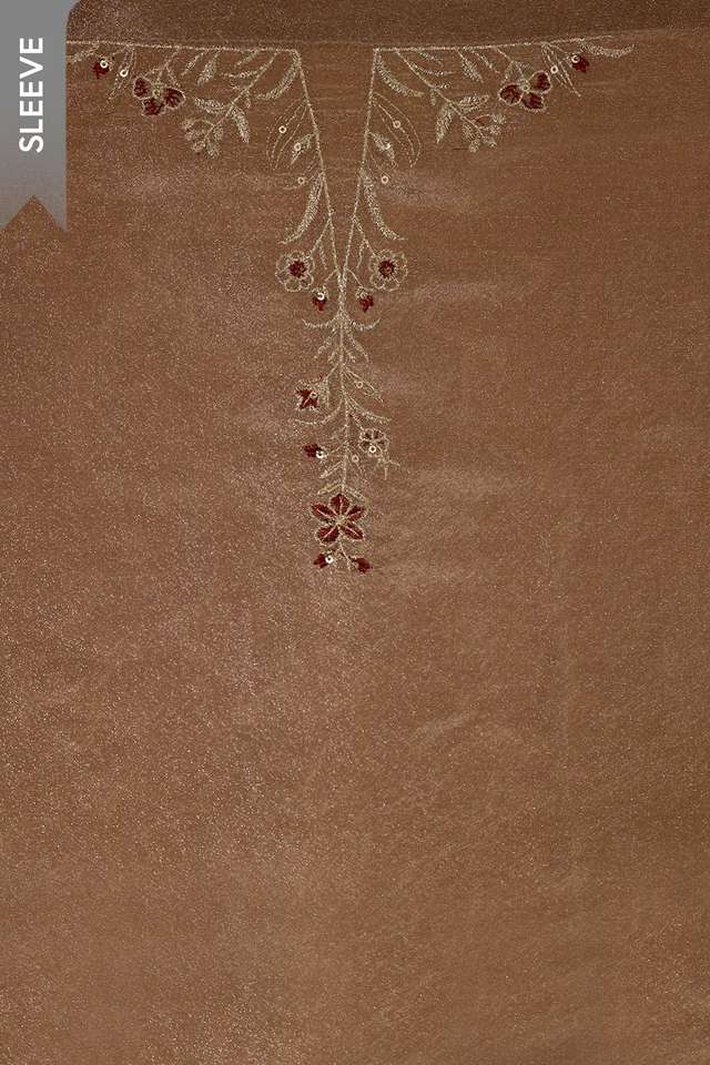 Brown Viscose Tissue Embroidered Unstitched Suit Set thumbnail image number null