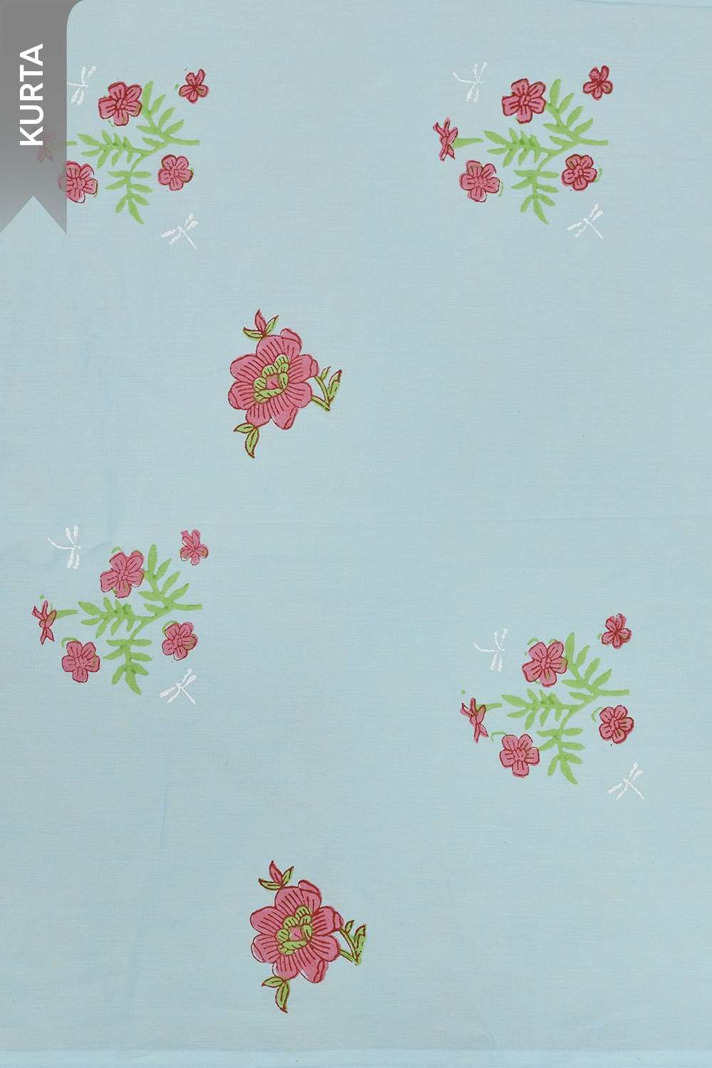 Light Blue Block Printed Pure Cotton Unstitched Suit Set image number null