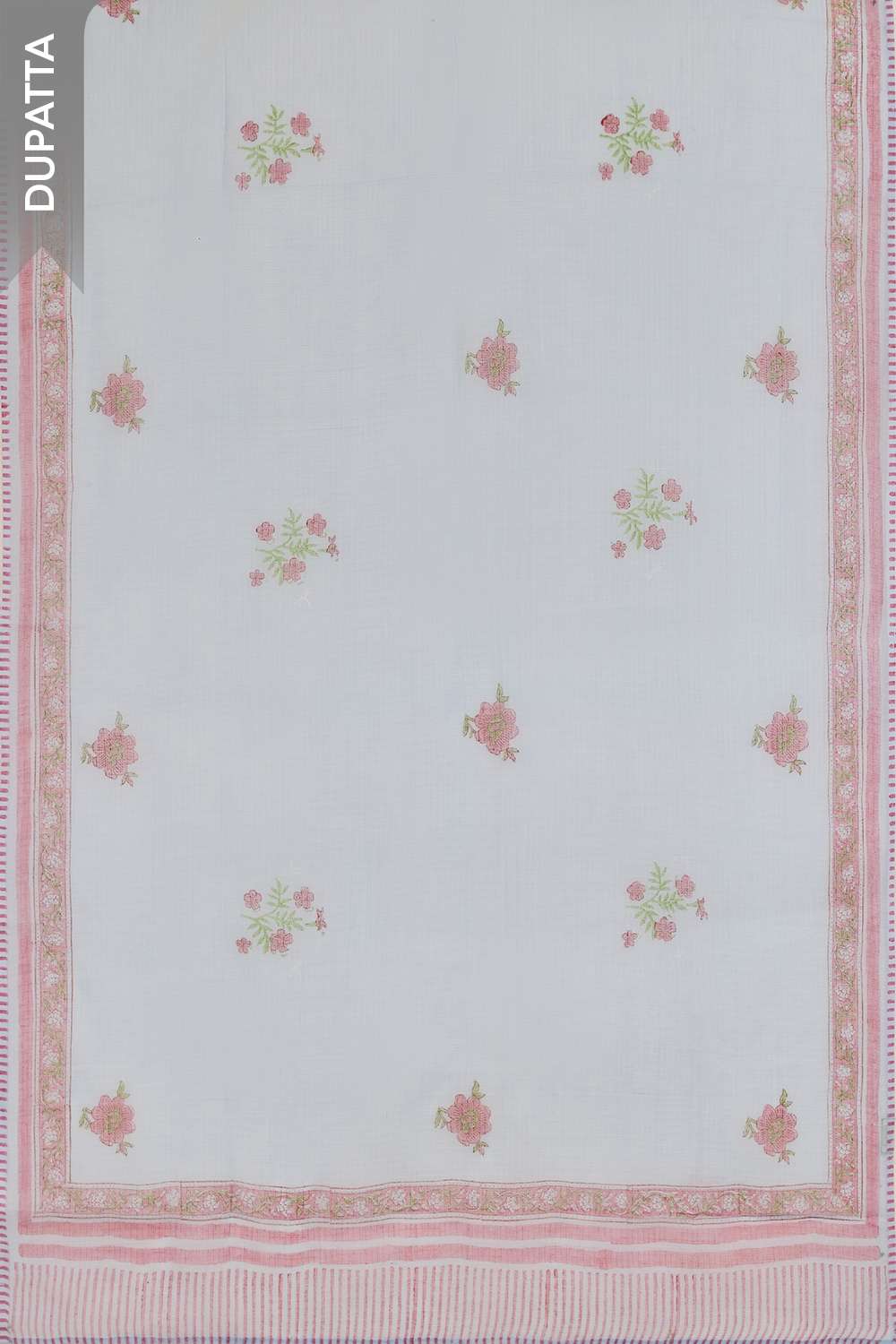 Light Blue Block Printed Pure Cotton Unstitched Suit Set image number null