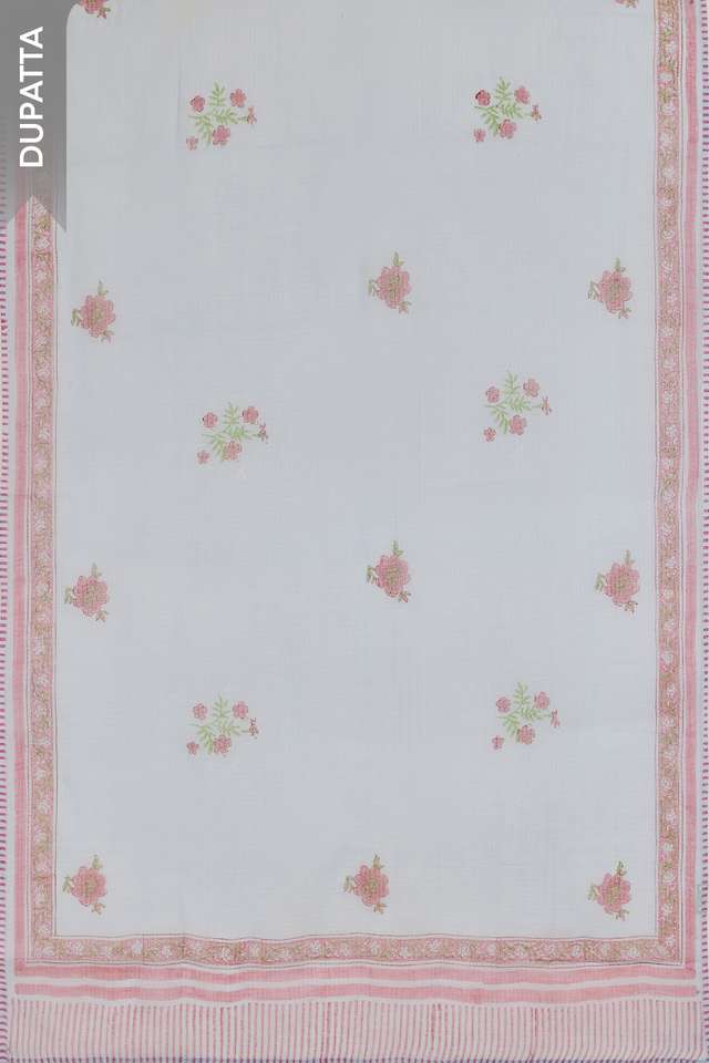 Light Blue Block Printed Pure Cotton Unstitched Suit Set thumbnail image number null