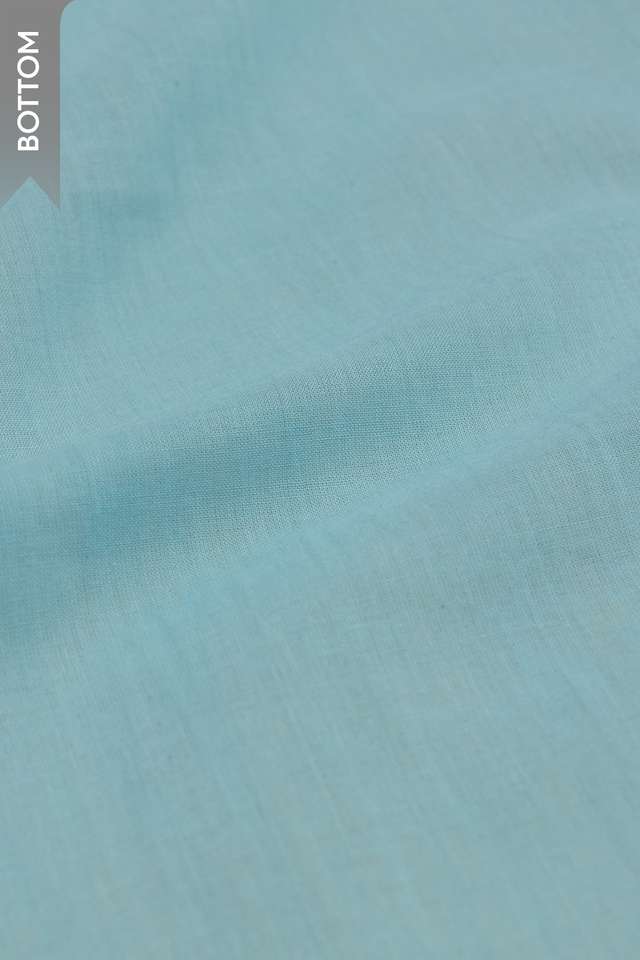 Light Blue Block Printed Pure Cotton Unstitched Suit Set thumbnail image number null