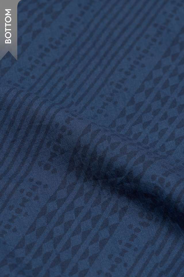 Dark Blue Pure Cotton Dabu Block Printed Unstitched Suit Set thumbnail image number null