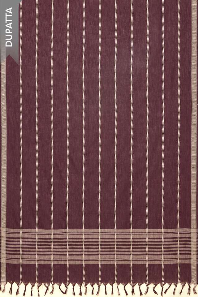 Purple Woven Pure Cotton Unstitched Suit Set thumbnail image number null