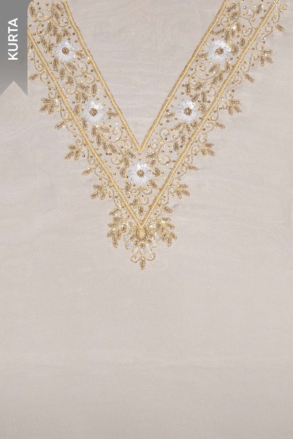 Off White Viscose Embroidered Unstitched Suit Set image number null