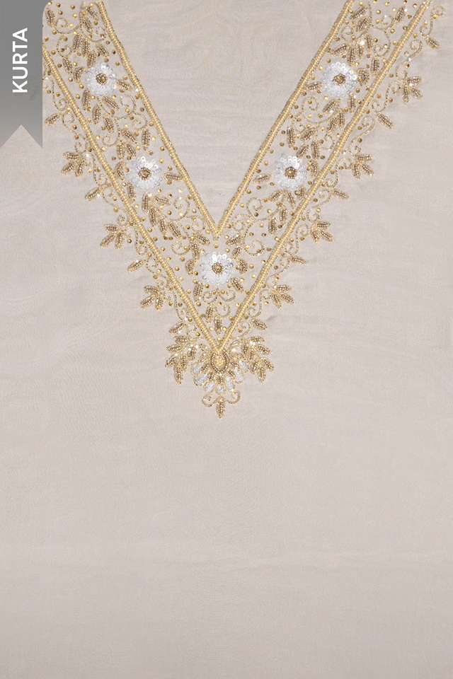 Off White Viscose Embroidered Unstitched Suit Set thumbnail image number null