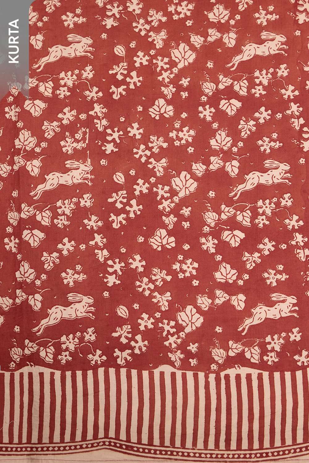 Dark Red Bagru Block Printed Pure Cotton Unstitched Suit Set image number null