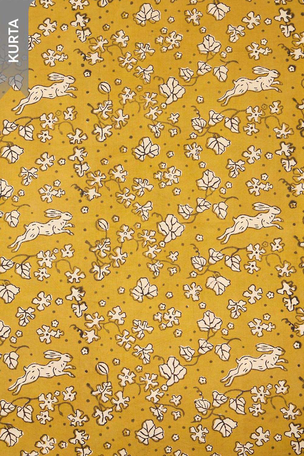 Dark Yellow Bagru Block Printed Pure Cotton Unstitched Suit Set image number null