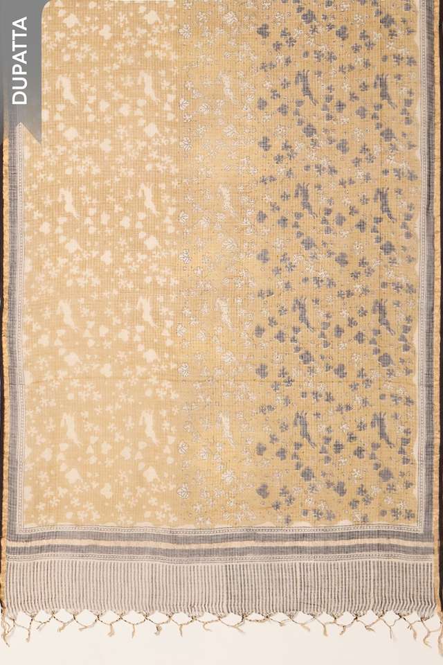 Dark Yellow Bagru Block Printed Pure Cotton Unstitched Suit Set thumbnail image number null