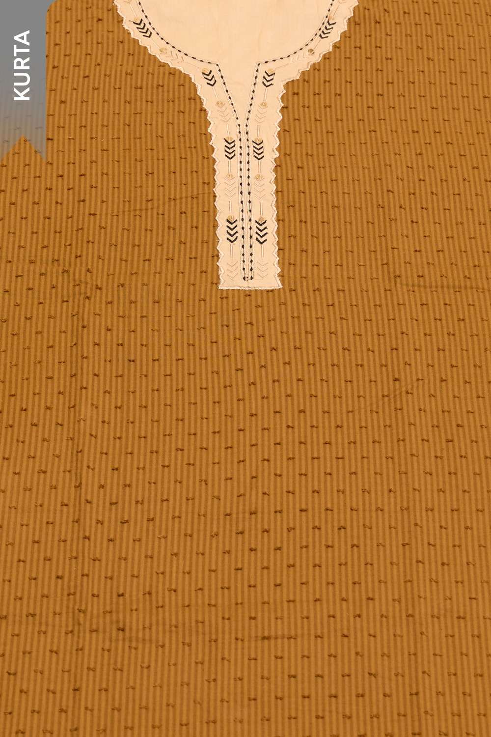 Dark Yellow Pure Cotton Embroidered Unstitched Suit Set image number null