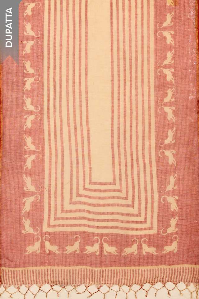 Dark Red Pure Cotton Embroidered Unstitched Suit Set thumbnail image number null